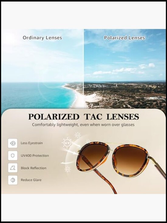 TR90 Frame Polarized Aviator Sunglasses Tangle-Free Driving Shades main image 5